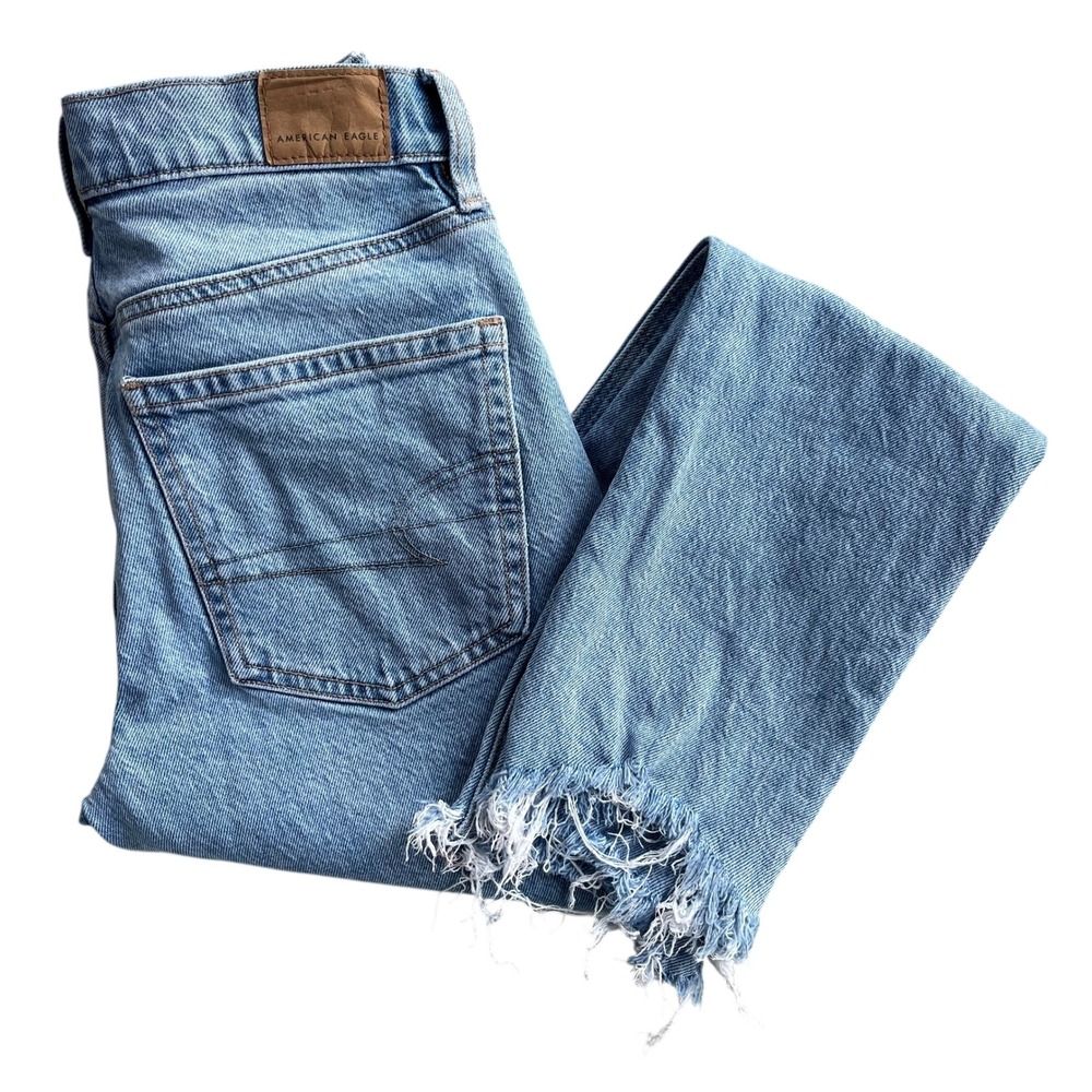 American Eagle Womens 2 Light Wash Denim Distressed Frayed Hem '90s Skinny Jeans
